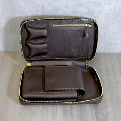 J Cure Travel Case - Brown Leather - 5 Cigar Capacity